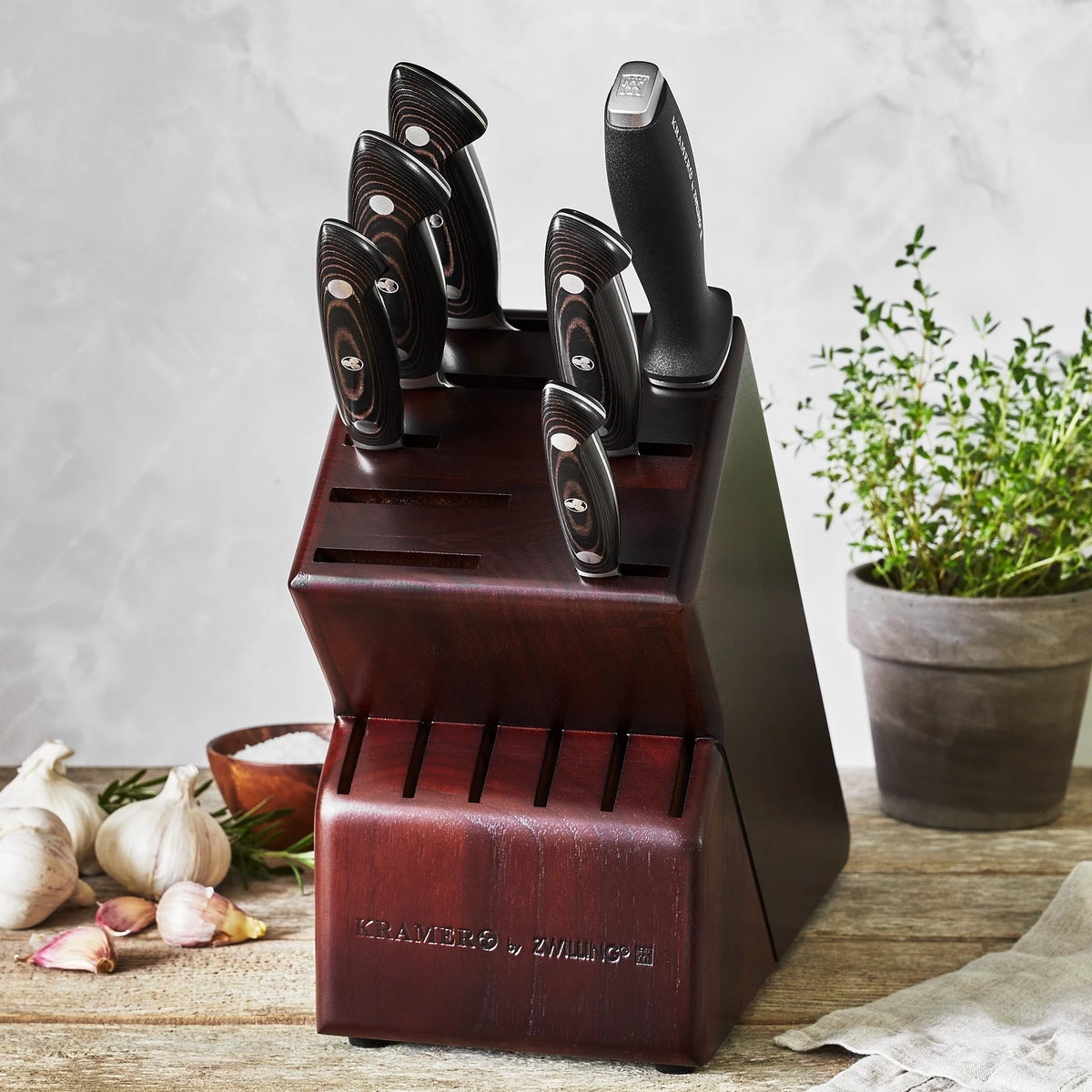 7-pc Damascus Knife Block Set B825