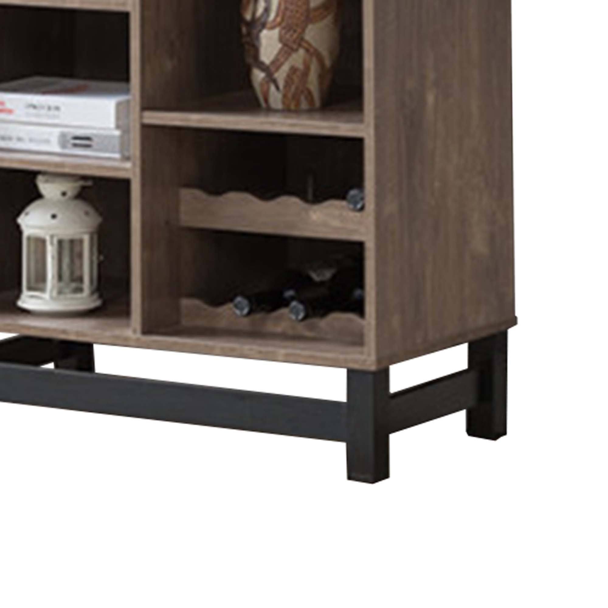 Brown Wooden Wine Cabinet with Drop Down Leaf J522