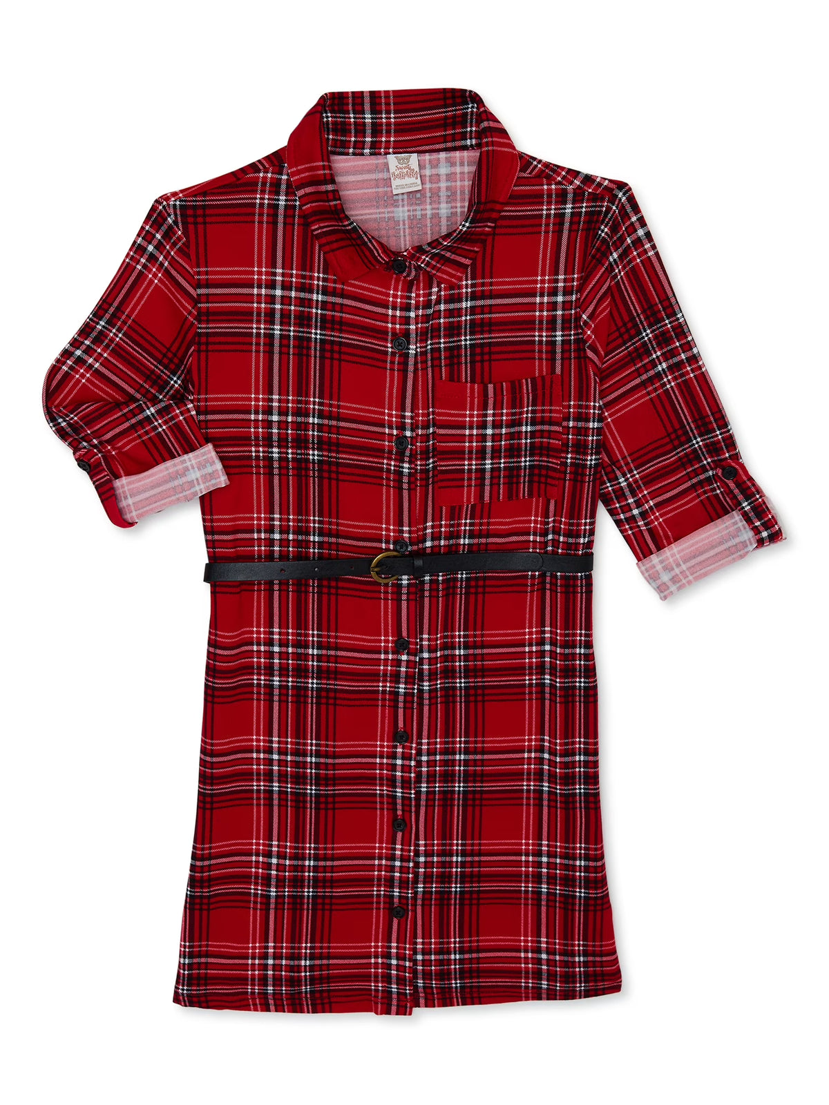 Plaid Shirt Dress with Belt U853178