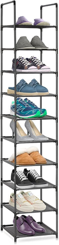 10 Tiers Narrow Tall Shoe Rack Black U19384
