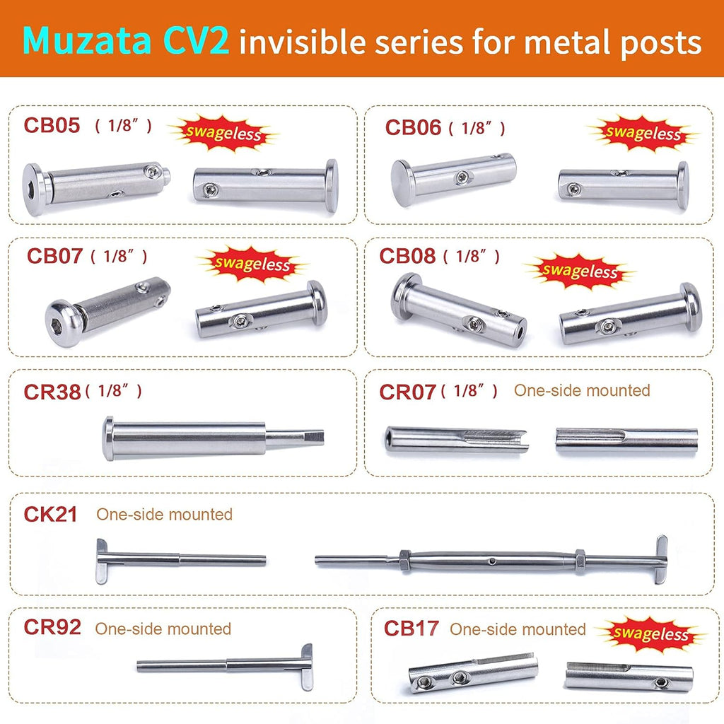 1/8 Invisible Cable Railing Kit T316 Stainless Steel Toggle Anchor Terminal G406300