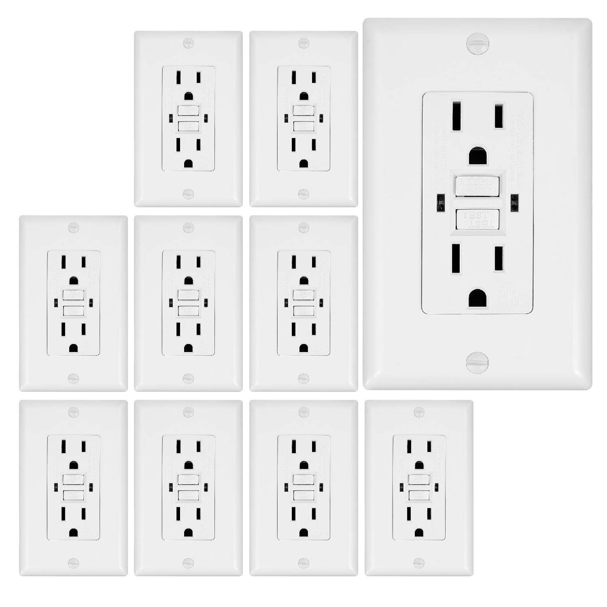 White Weather Resistant 20 Amp GFCI Outlet Receptacle, 10 Pack A901