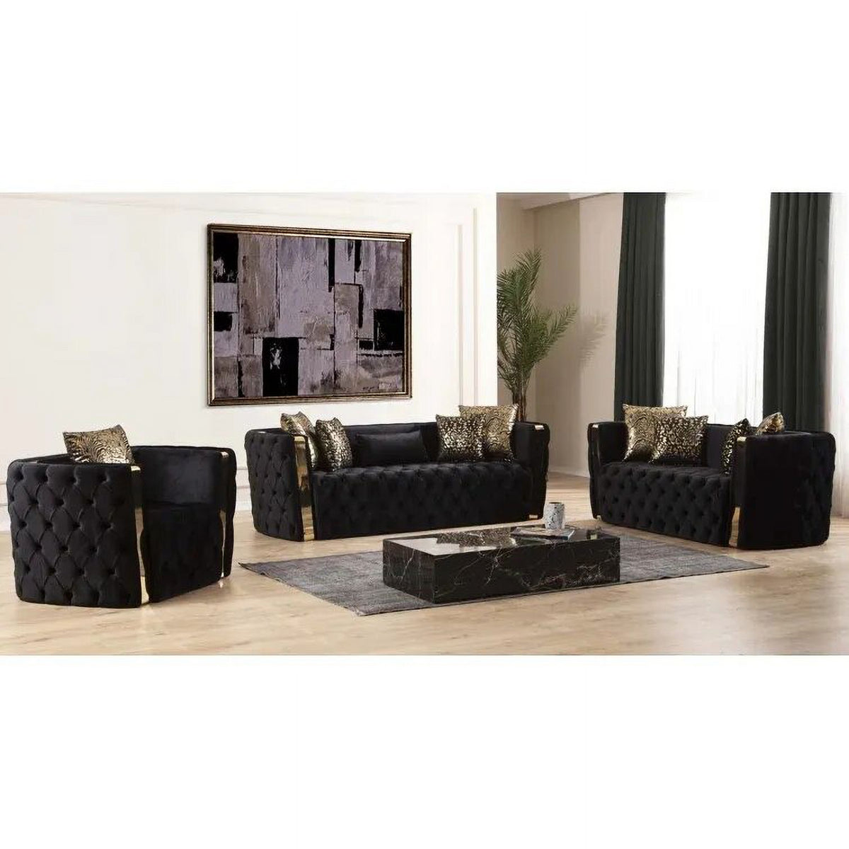 Velvet Sofa Set 3 2 1 Seater Upholstered Q9341