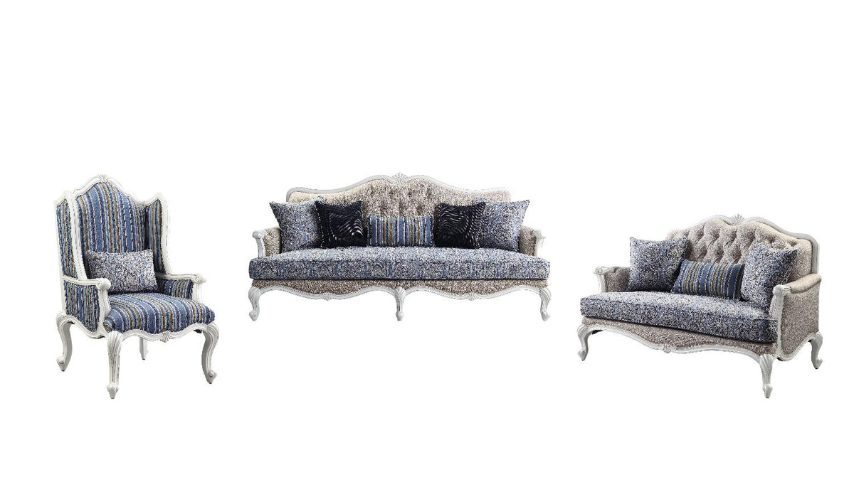 Beige Fabric Sofa Loveseat Chair 3pcs U1252