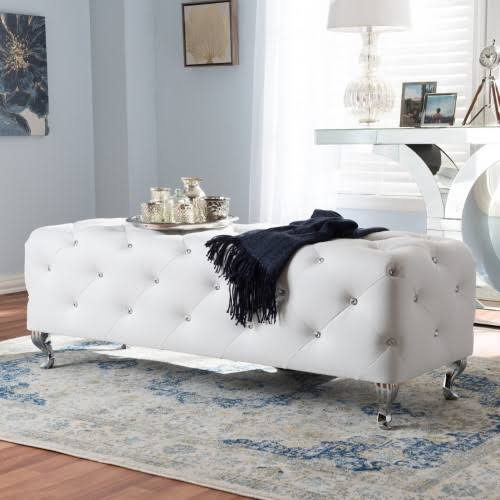 White Crystal Tufted Bench Z208