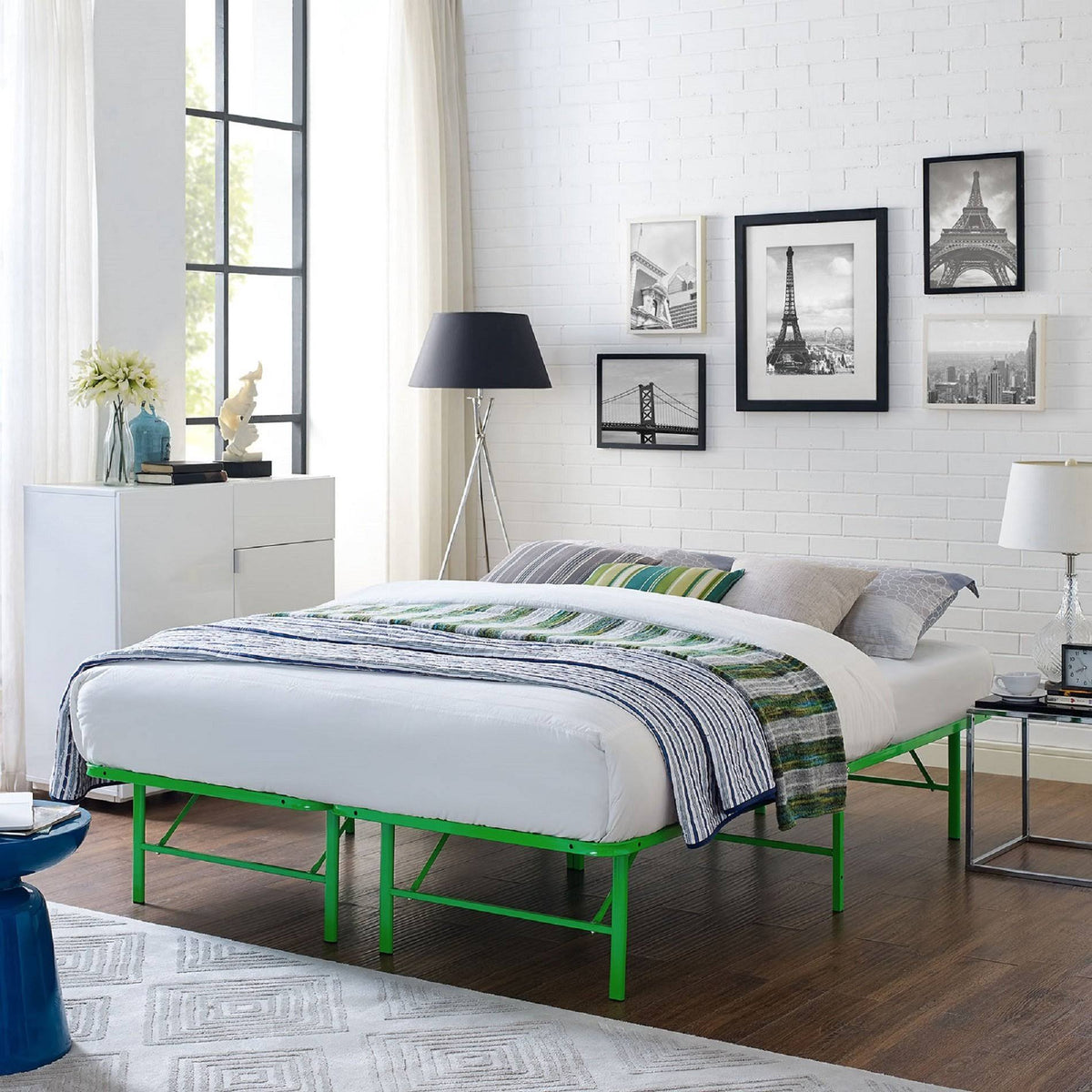 Green Full Stainless Steel Bed Frame P163469
