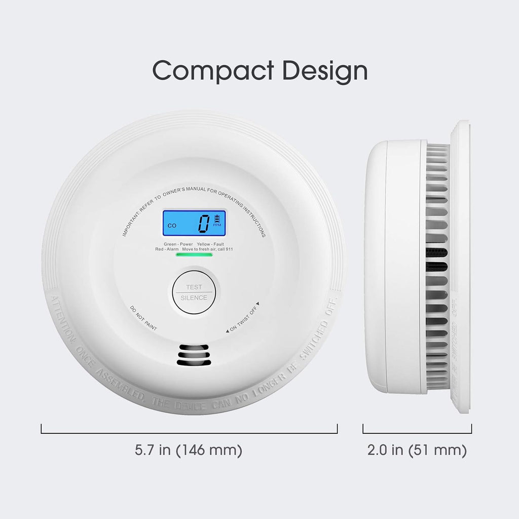10-Year Battery Smoke and Carbon Monoxide Detector with LCD Display, Dual Sensor Alarm R904458