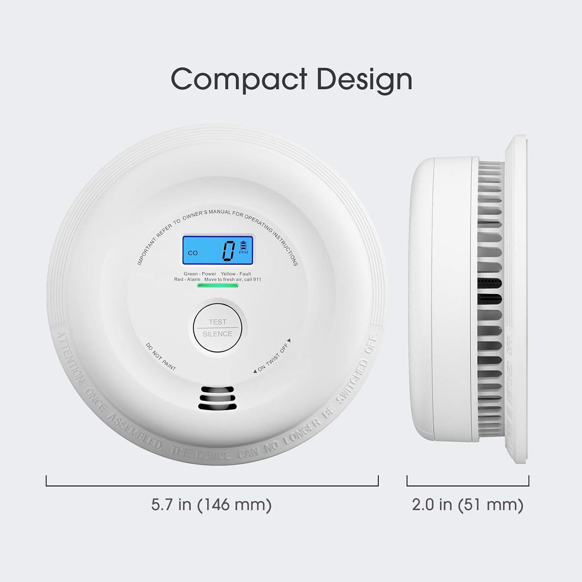10-Year Battery Smoke and Carbon Monoxide Detector with LCD Display, Dual Sensor Alarm R904458