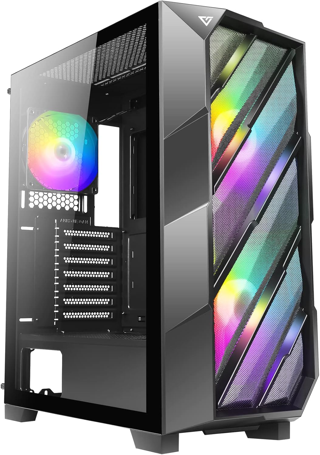 White ATX Mid-Tower Case with Tempered Glass Side Panel, 2 x 140mm & 1 x 120mm RGB Fans, Pack of 2 B84170