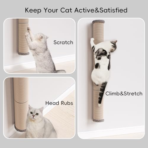 40" Wall Mounted Cat Scratcher Sisal Scratching Post F656459