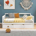 Solid Manufactured Wood Daybed with Trundle, White, Full C575