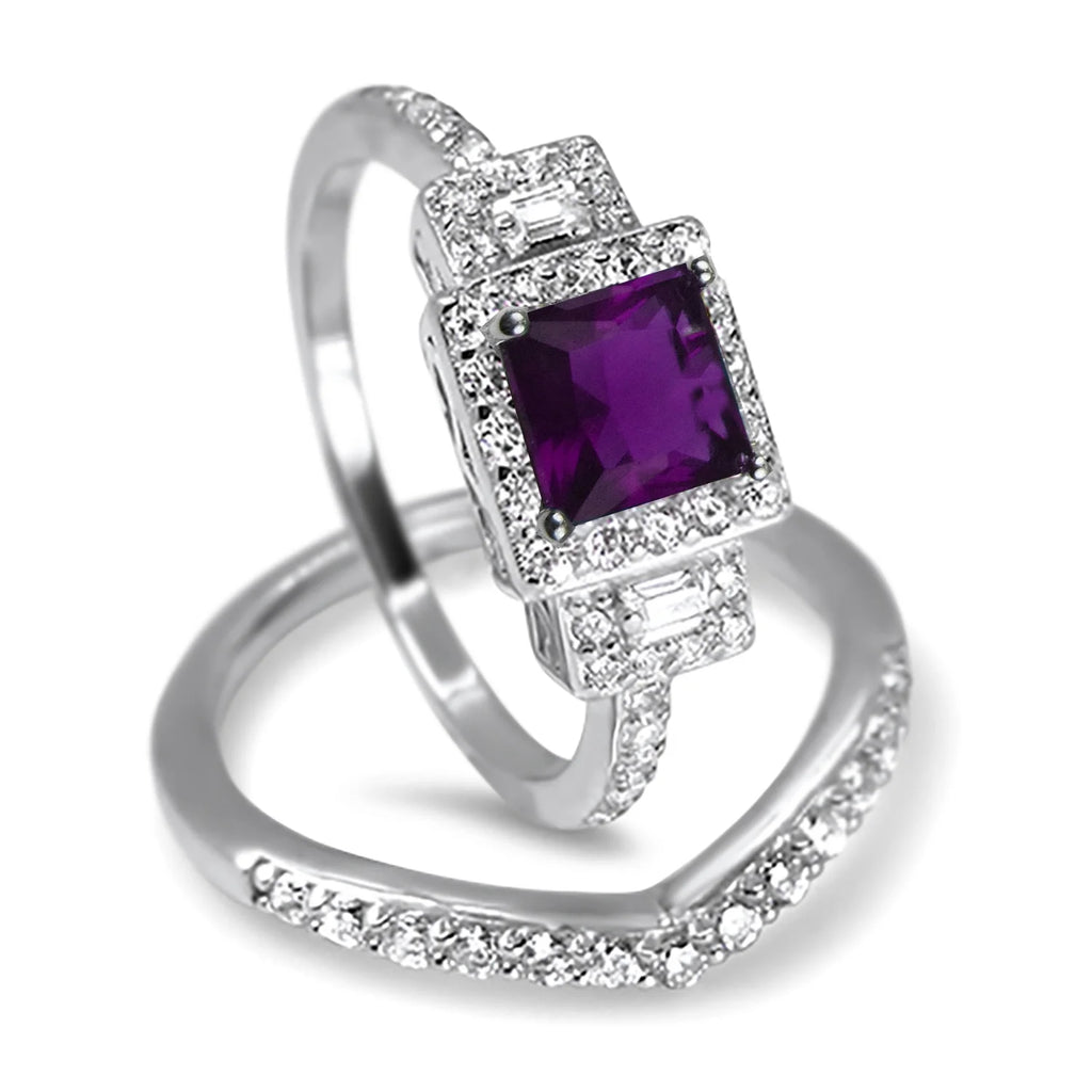 Amethyst Purple CZ Ring Set Size 6 A18481