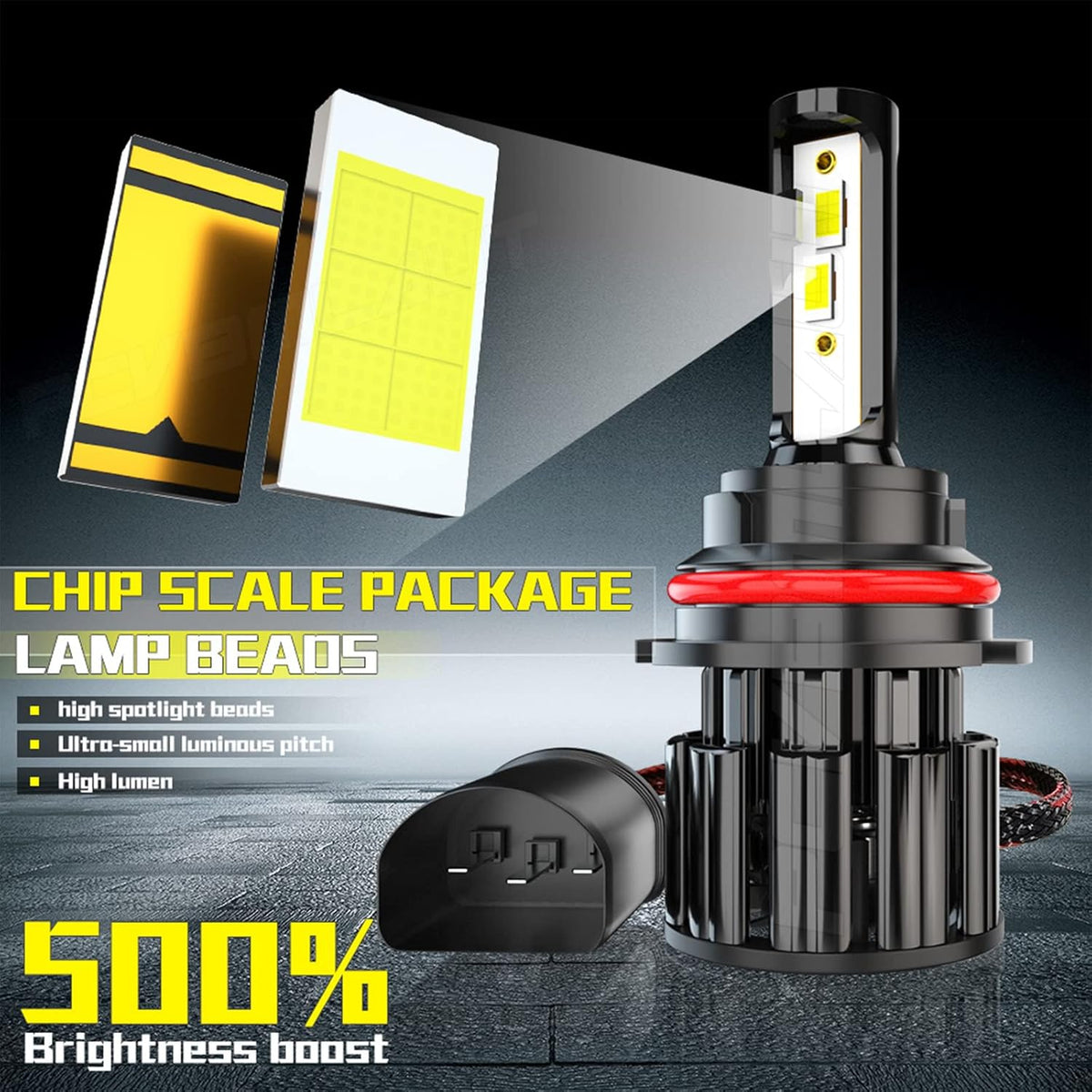 9007 LED Headlight Bulb Kit, 60W 10000LM 6000K Cool White, IP67, Pack of 2 M71347
