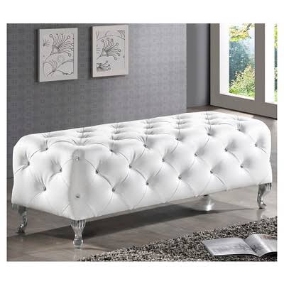 White Crystal Tufted Bench Z208