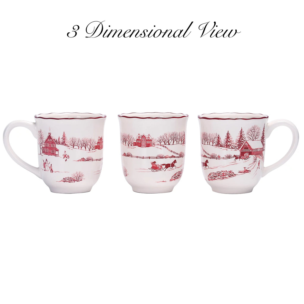 Toile De Jouy Ceramic 16oz Mugs, Set of 4 X826445
