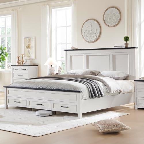 Full Size Bed Frame with Storage Drawers, Light Brown Z289