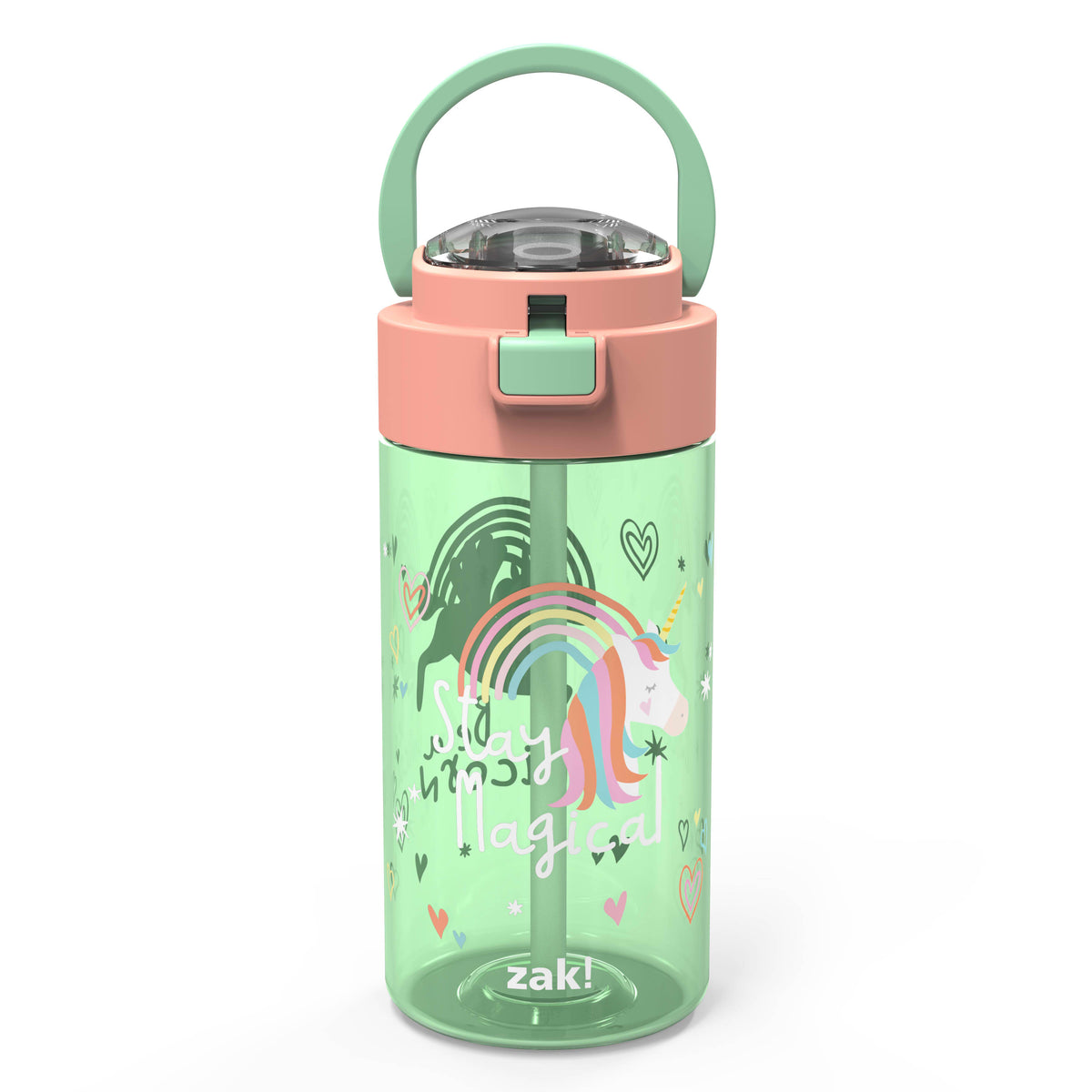 18 ounce Reusable Plastic Water Bottle with Push-button lid T63804