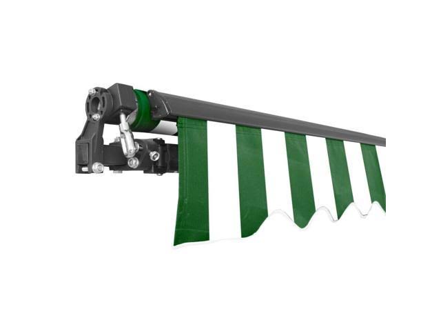 Motorized Retractable Patio Canopy Awning 13x10 Green/White V20724