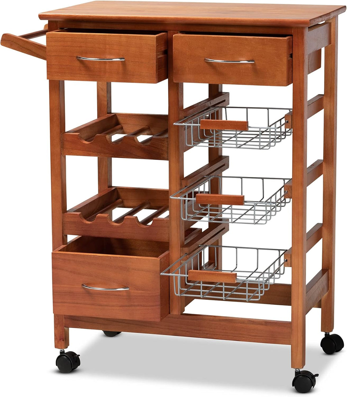 Oak Brown/Silver Trolleys and Carts M5667