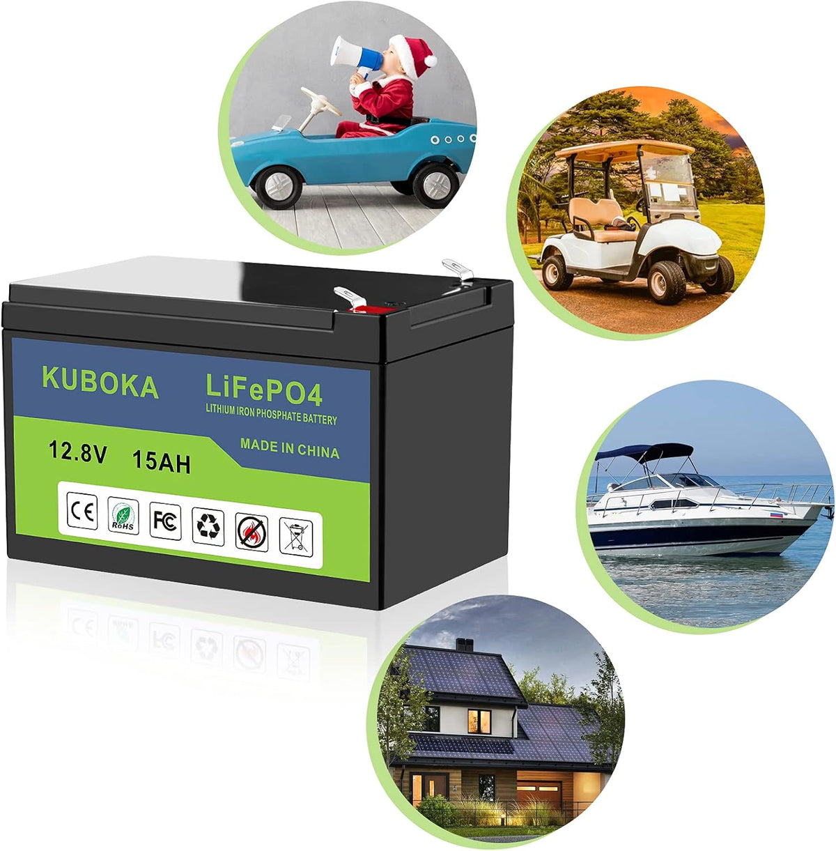 12V 15Ah Lithium-ion Rechargeable Battery Deep Cycle Pack of 2 I3439