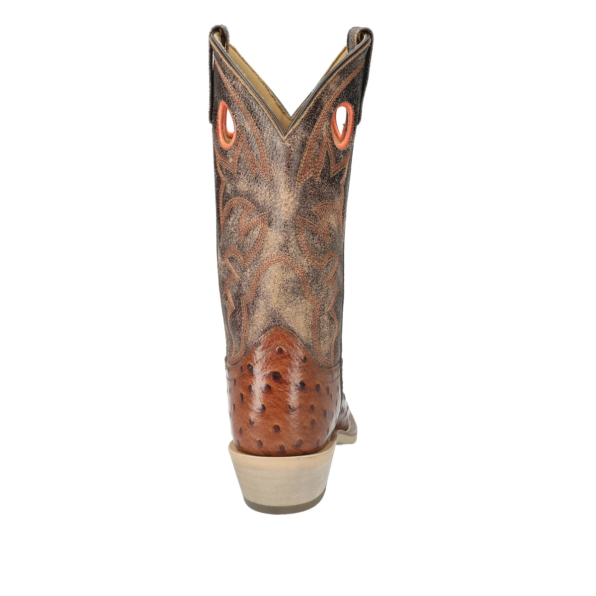Cognac Square Toe Ostrich Print Performance Boot I531569