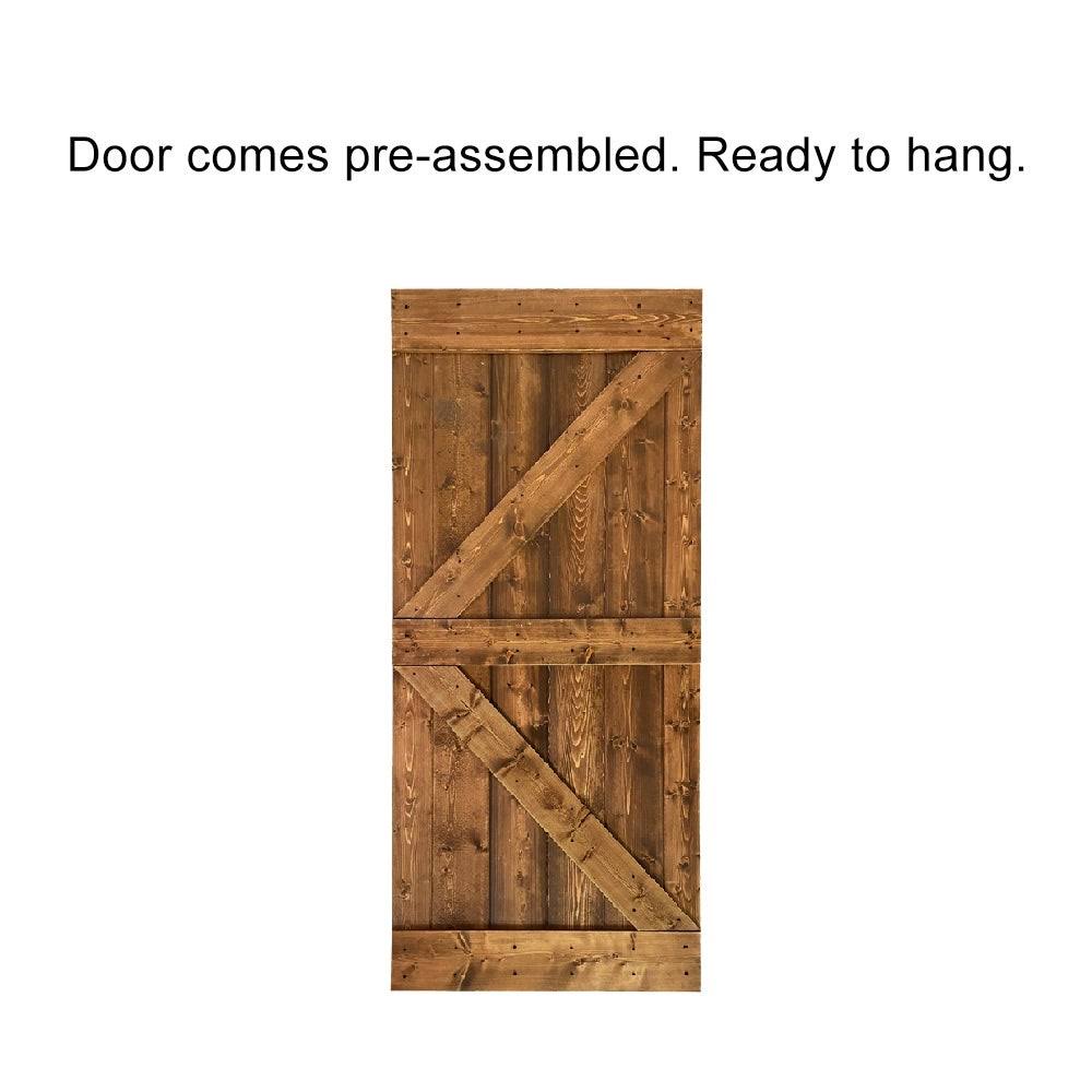 Espresso Stained Wood Interior Sliding Barn Door with Hardware Kit N347