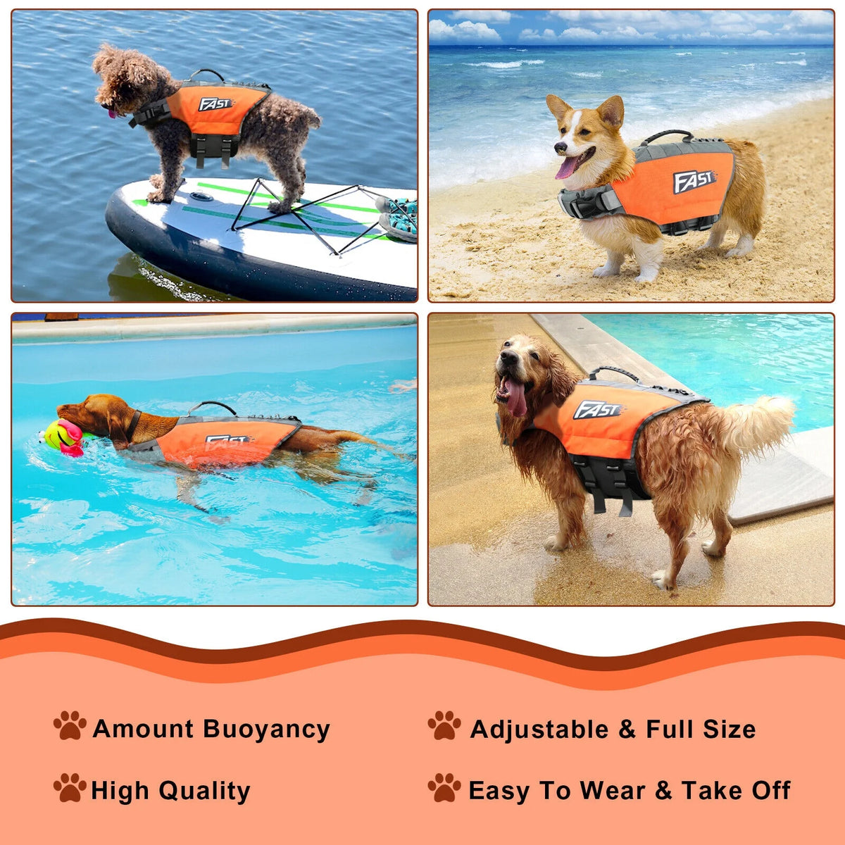 Reflective Dog Life Preserver Vest L7628