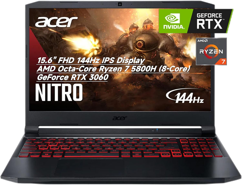 15.6" 144Hz FHD IPS Display Gaming Laptop with AMD Octa-Core Ryzen 7 5800H, GeForce RTX 3060, 16GB RAM, 1TB PCIe SSD G5994