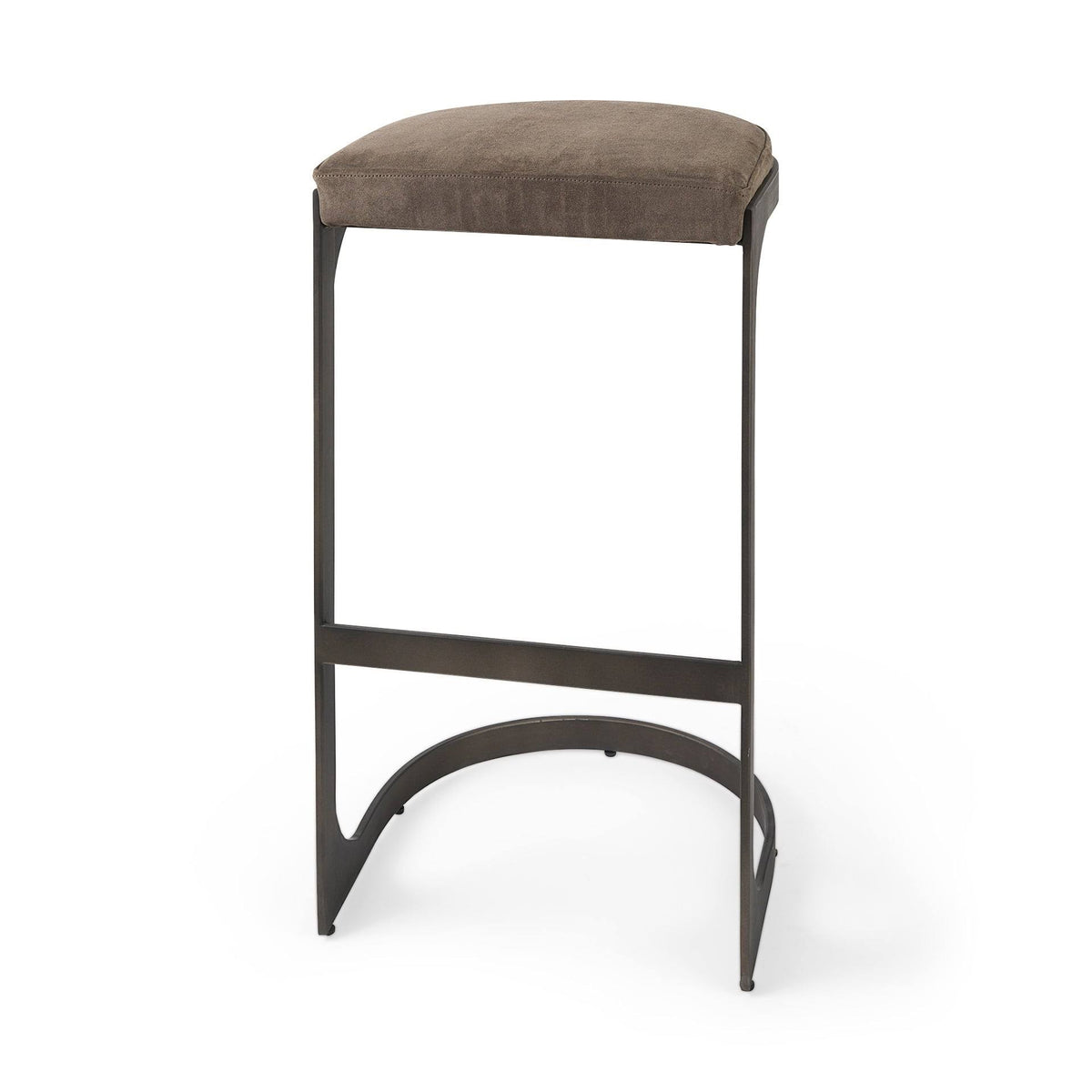 Dark Brown Leather Bar Stool with Metal Frame R9578
