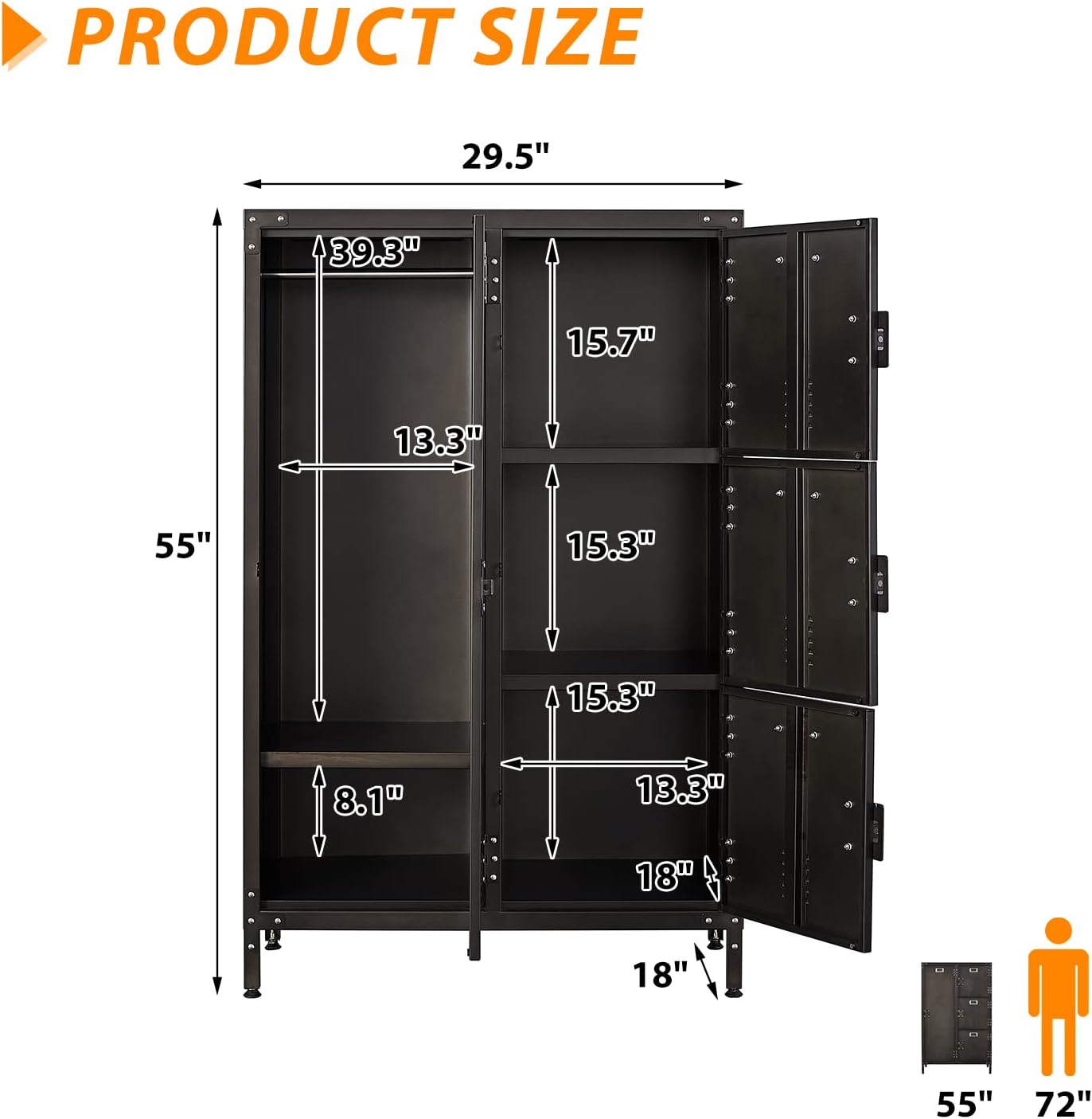 55" Steel 4 Door Locker Storage Cabinet D666386