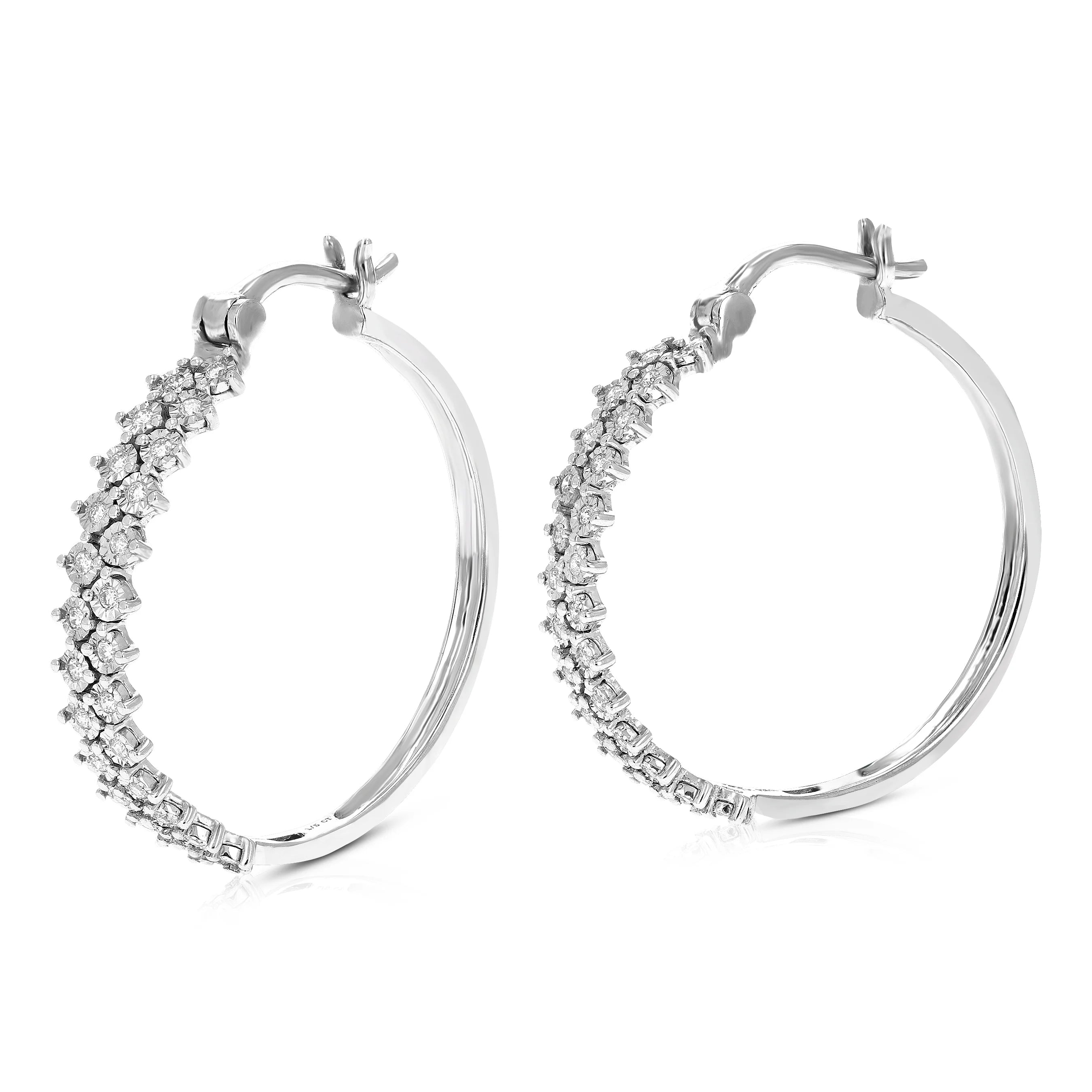 1/5 CTTW Lab Grown Diamond Hoop Earrings 925 Sterling Silver Q235882