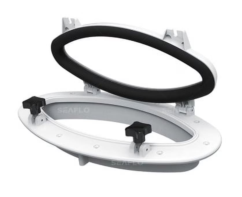Oval-Shape Porthole with Glass Window & White ABS Plastic Trim J2997