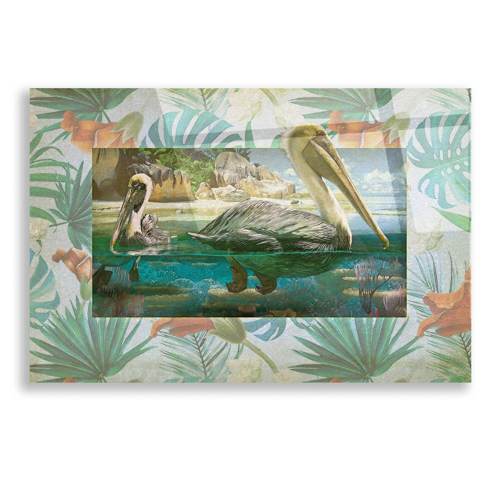 Pelican Paradise Acrylic Glass Wall Art, 16"x12" E2111