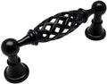 Flat Black Birdcage Cabinet Hardware Handle Pull 3-3/4 inch Hole Centers 15 Pack U219047