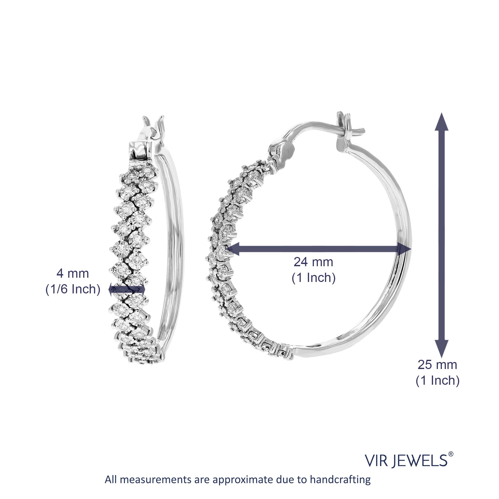 1/5 CTTW Lab Grown Diamond Hoop Earrings 925 Sterling Silver Q235882