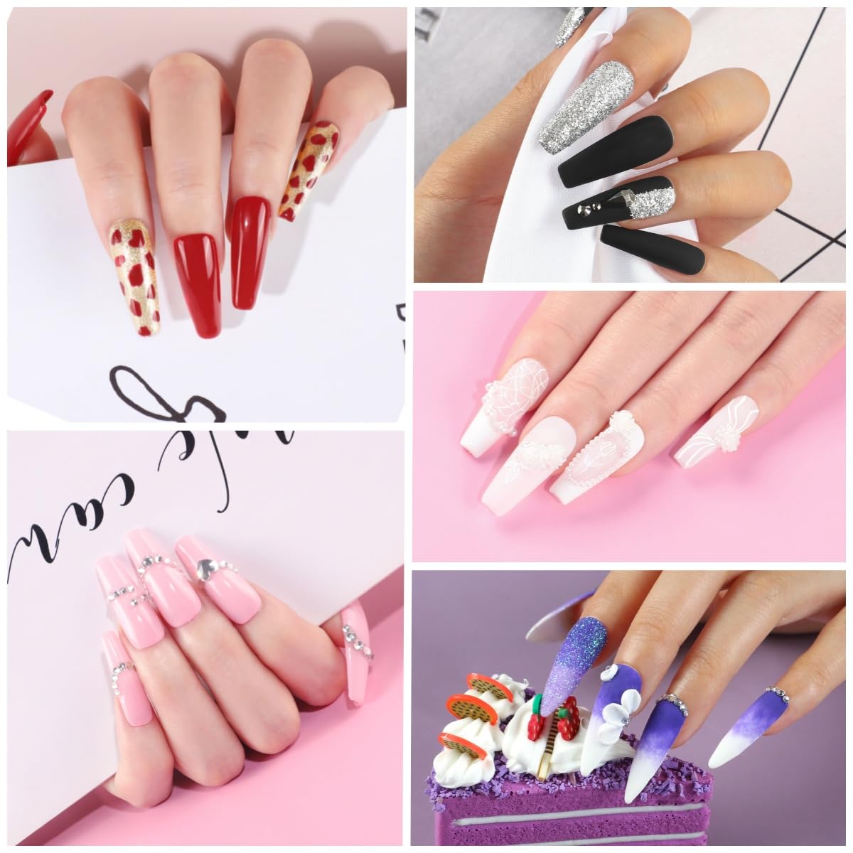 Acrylic Nail Kit with Drill and Nail Lamp 36W 3pcs Gel Polish 12pcs Decoration Powder Manicure Kit W901