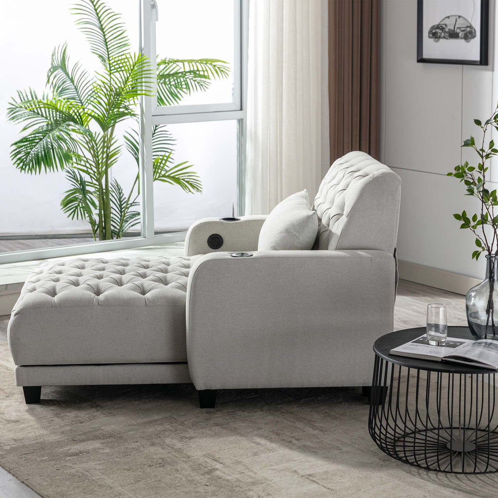 Beige Tufted 3 in 1 Sleeper Sofa with Pillow N689933