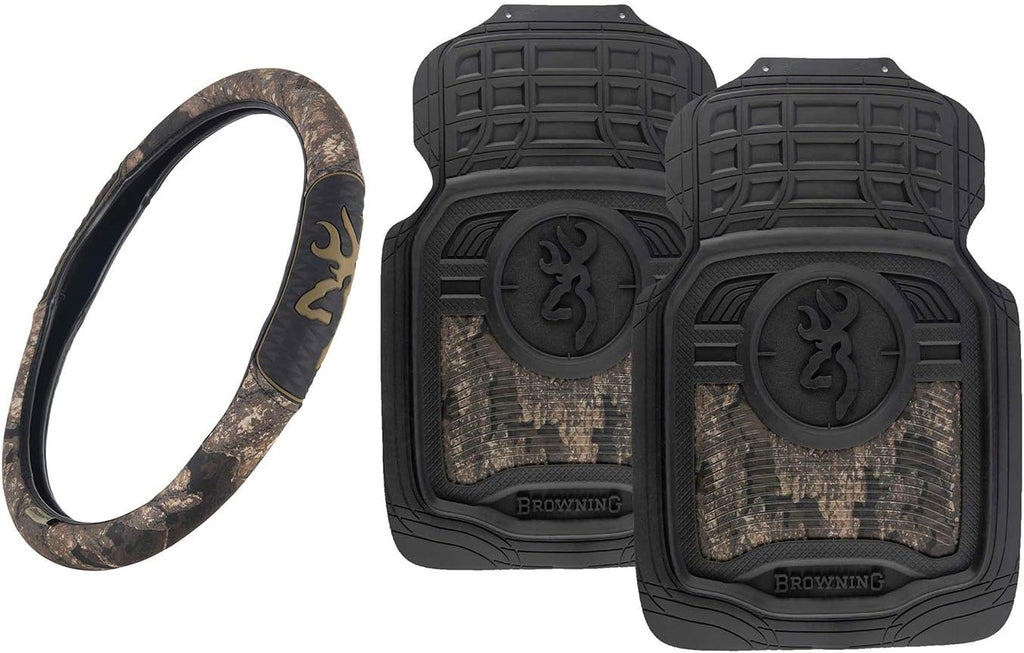 3pc Camo Auto Accessories Kit, 2 Front Seat Covers and 1 Wheel Cover E9551