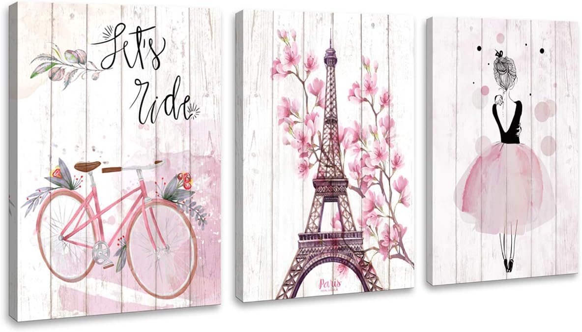 Pink Canvas Framed Wall Decor, 12x16 Each Panel I460941