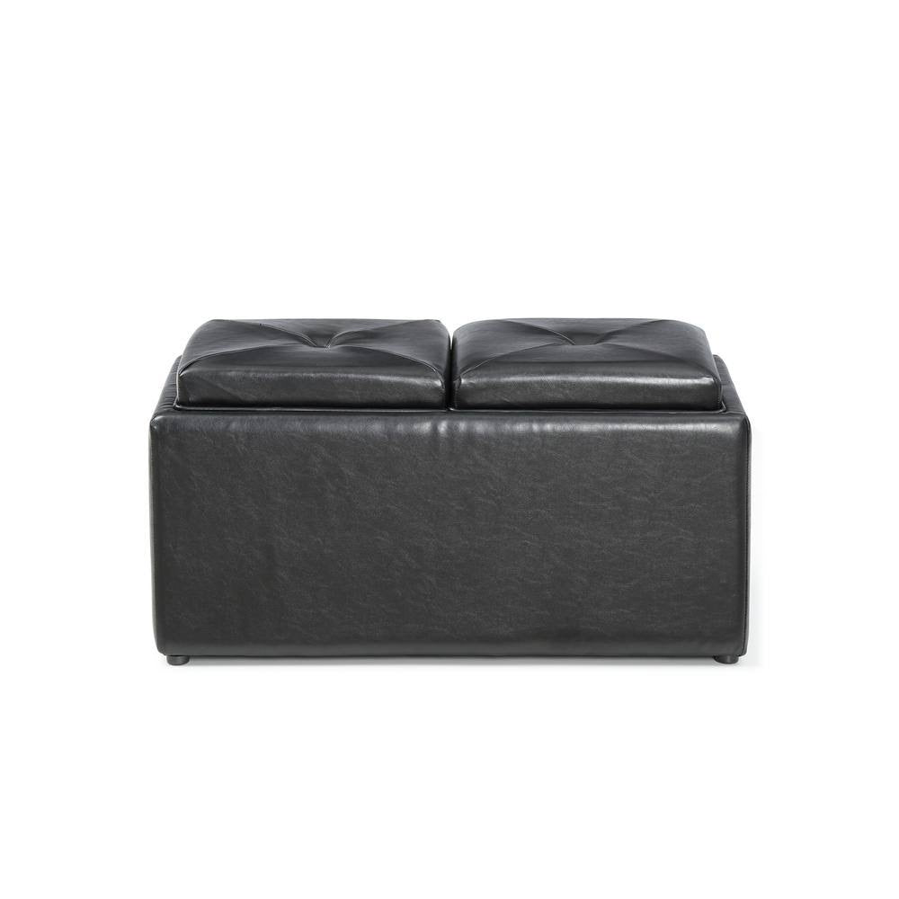 Black Ottoman with Flip Over Tray R340196
