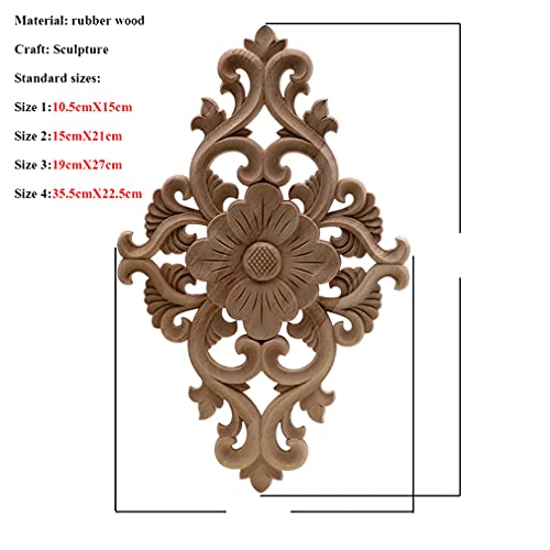 Natural Floral Wood Carved Wooden Figurines Corner Appliques Frame Wall Door Furniture Wood Carving Decorative 10cmX55cm I137088