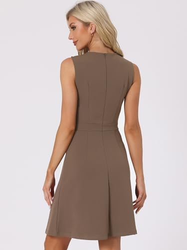 Women's Work Dress Round Neck Solid Color Sleeveless A-Line Office Dresses F857024
