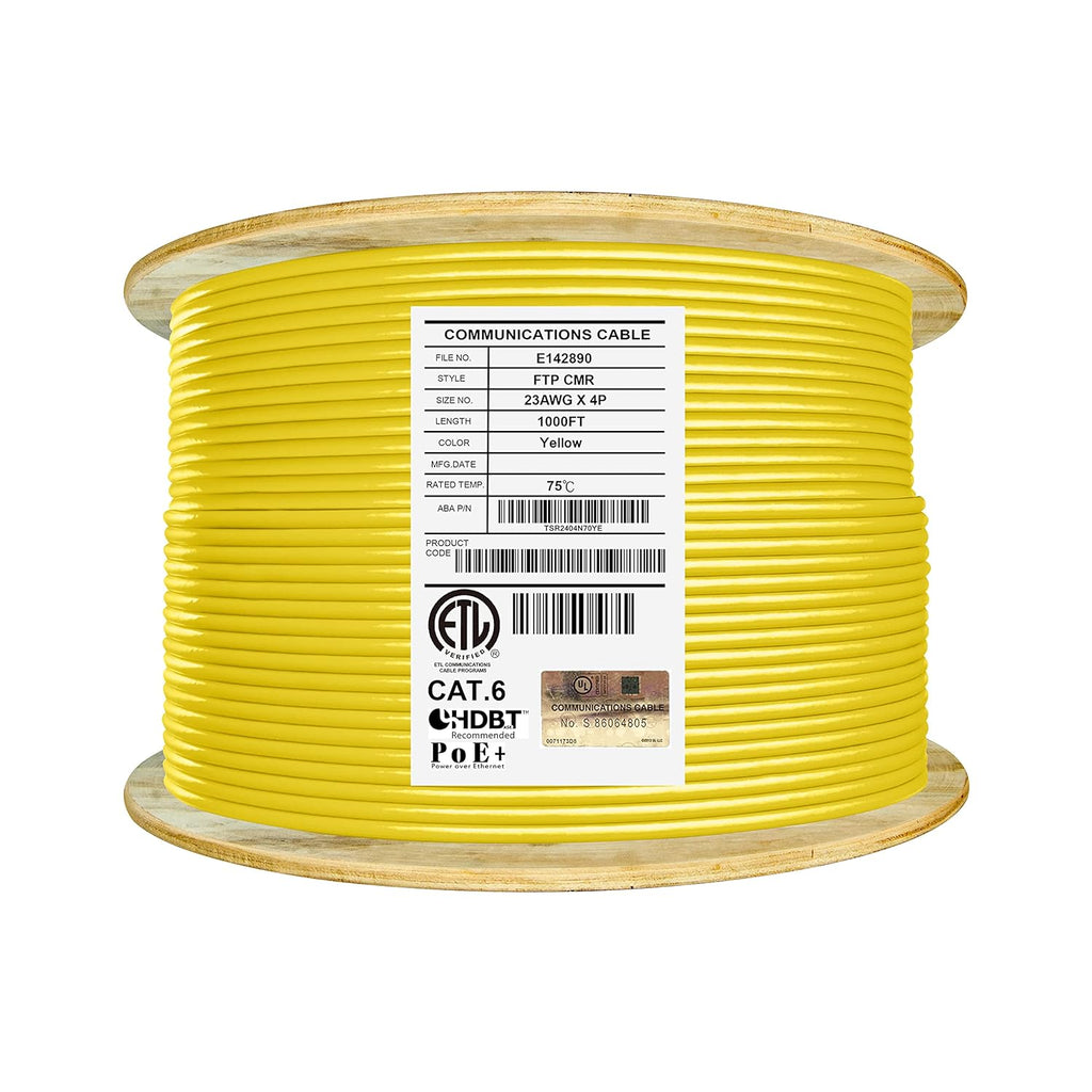 Bulk Ethernet Cable Reel, Cat6 Shielded Riser, 1000ft, F/UTP 23AWG, Solid Bare Copper, Grey V72047