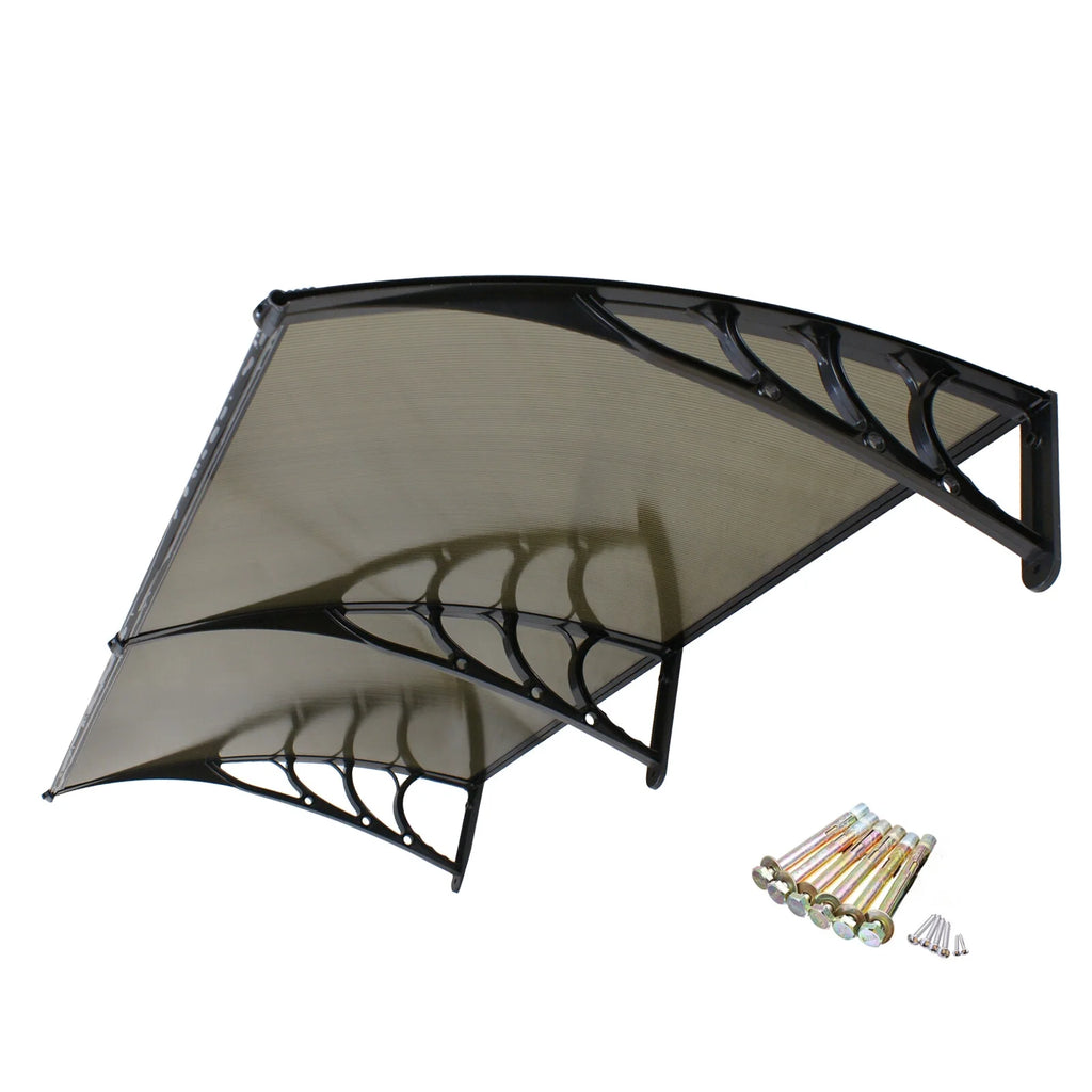 40’’x80’’ Polycarbonate Window Door Awning Canopy with Black Bracket L12144