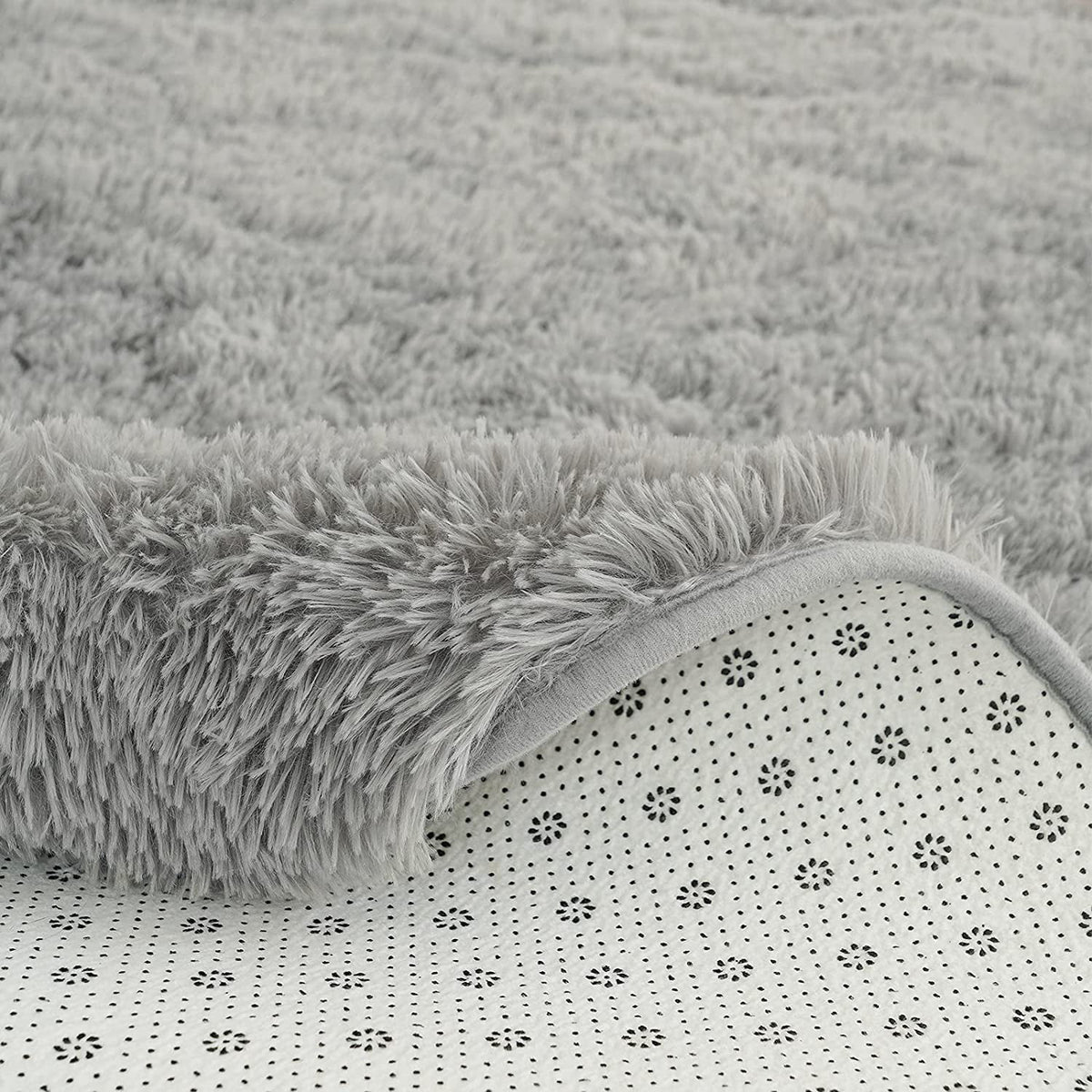 Gray Round Fluffy Shaggy Area Rug 5'x5' T26353