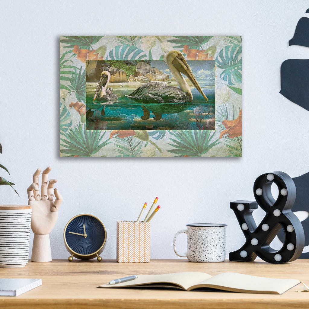 Pelican Paradise Acrylic Glass Wall Art, 16"x12" E2111