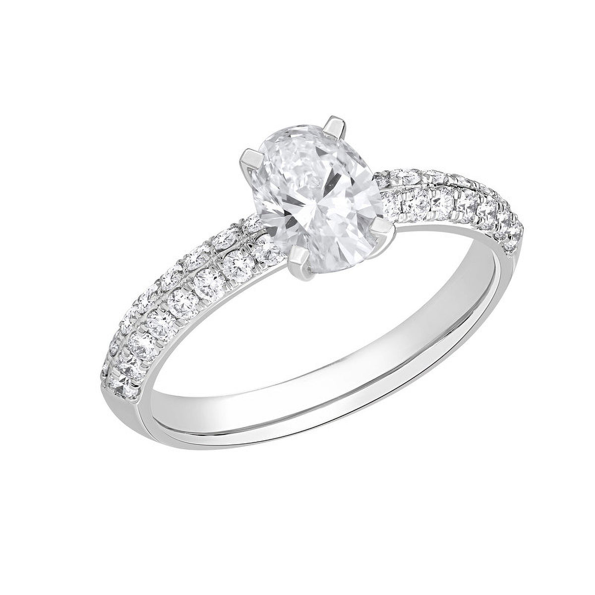 Oval Cut Lab Created Diamond Solitaire Halo Ring in 14K Solid White Gold Z71388