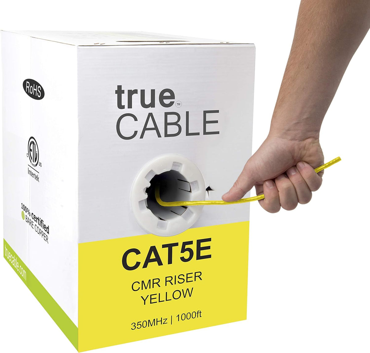 1000ft Yellow 24AWG 4 Pair Solid Bare Copper Bulk Ethernet Cable L508