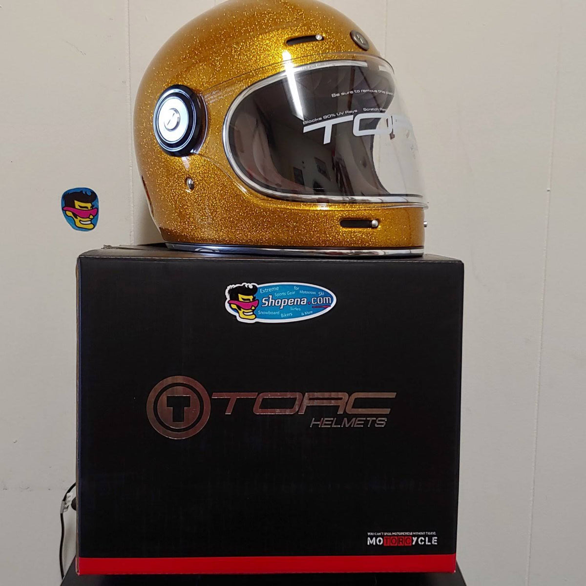 Gold Metallic Retro Full Face Helmet W478601