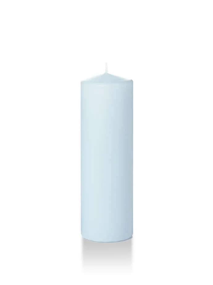 16 Pc Slim Pillar Candles Ice Blue V6849